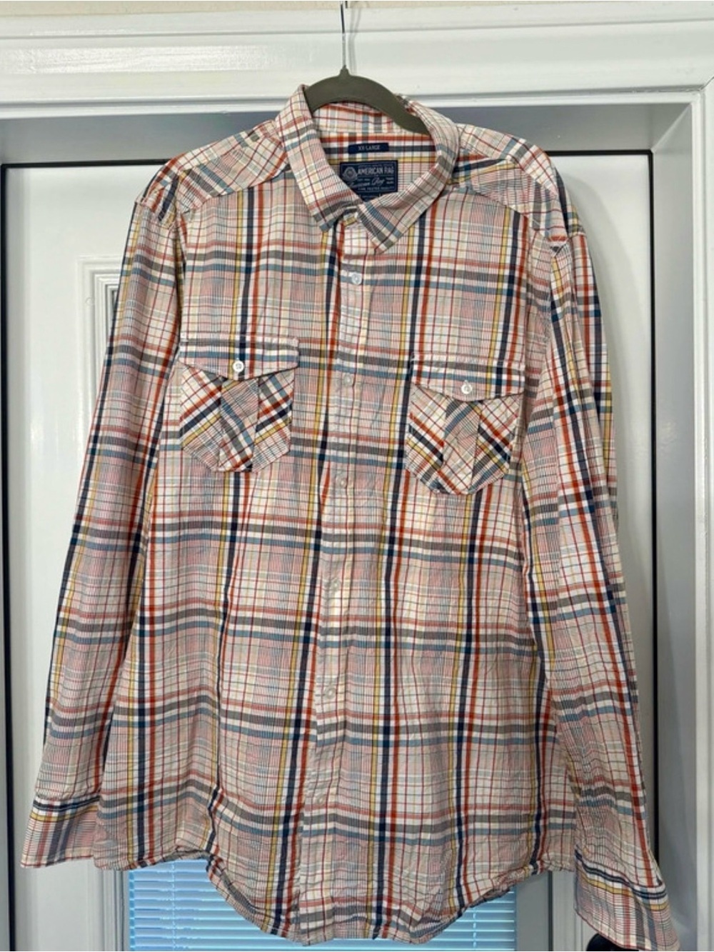 American Rag Men’s Multi-Color Plaid Cotton Button-Down Shirt